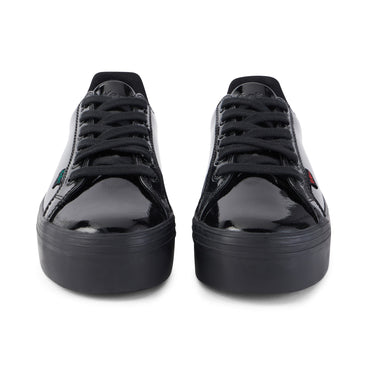 Front view of Youth Womens Tovni Stack Patent Leather Black