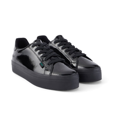 Front ¾ right of Youth Womens Tovni Stack Patent Leather Black