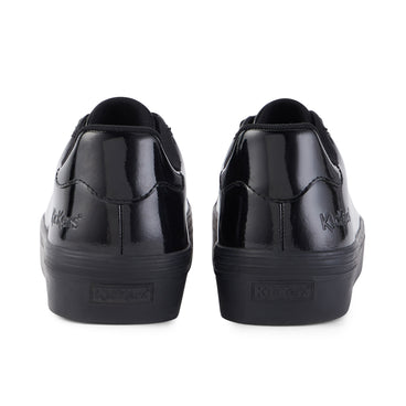 Back view of Youth Womens Tovni Stack Patent Leather Black