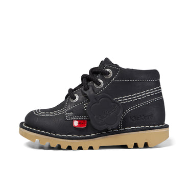 Left side view of Junior Unisex Kick Hi Zip Leather Black/White