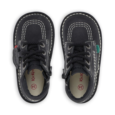 Detail view (Top view mapped) of Junior Unisex Kick Hi Zip Leather Black/White