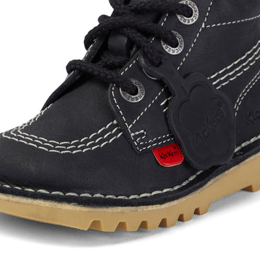 Detail view (close-up) of Junior Unisex Kick Hi Zip Leather Black/White