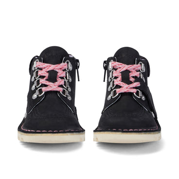 Front view of Infant Girls Kick Hi Winter Nubuck Black
