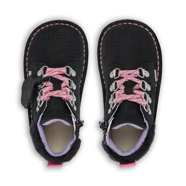 Detail view (Top view mapped) of Infant Girls Kick Hi Winter Nubuck Black