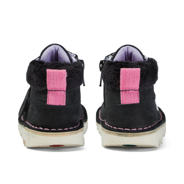 Back view of Infant Girls Kick Hi Winter Nubuck Black