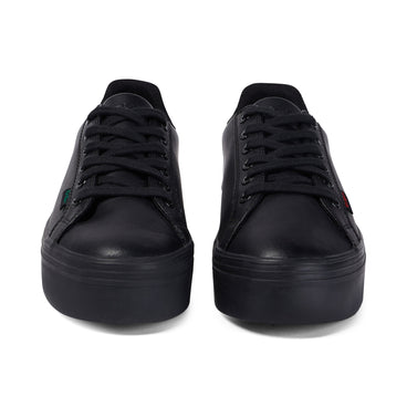 Front view of Youth Womens Tovni Stack Leather Black