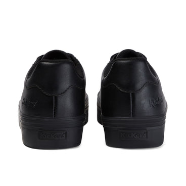 Back view of Youth Womens Tovni Stack Leather Black