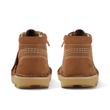 Back view of Infant Unisex Kick Hi Zip Nubuck Tan