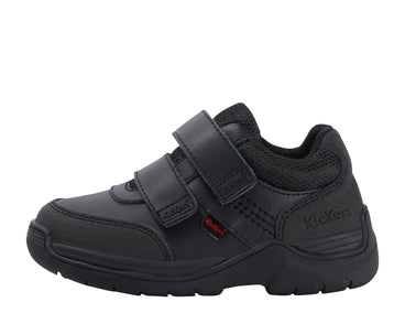 Left side view of Infant Boys Stomper Mid Leather Black
