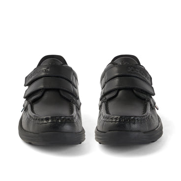 Front view of Junior Boys Reasan Twin Vel Leather Black