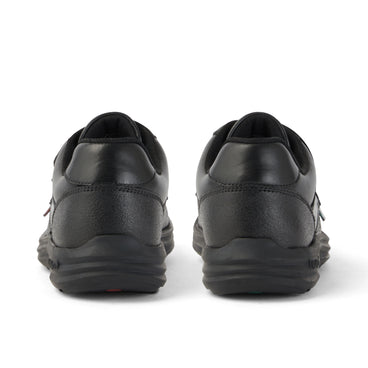 Back view of Junior Boys Reasan Twin Vel Leather Black