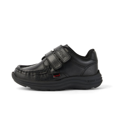 Left side view of Infant Boys Reasan Twin Vel Leather Black