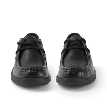 Front view of Youth Mens Reasan Moc Leather Black