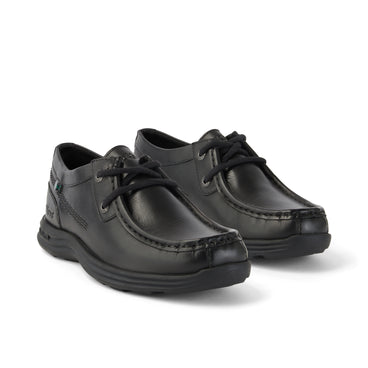 Front ¾ right of Youth Mens Reasan Moc Leather Black