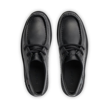 Detail view (Top view mapped) of Youth Mens Reasan Moc Leather Black