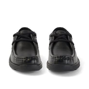 Front view of Junior Boys Reasan Moc Leather Black
