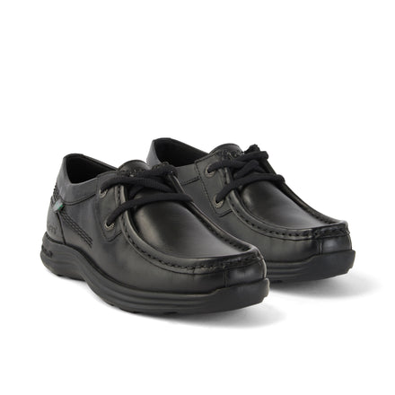Front ¾ right of Junior Boys Reasan Moc Leather Black