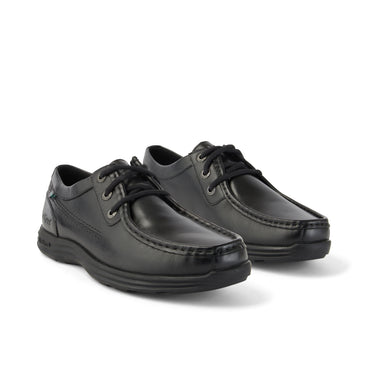 Front ¾ right of Adult Mens Reasan Moc Leather Black
