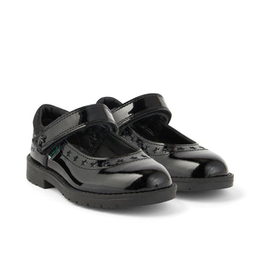 Front ¾ right of Infant Girls Lachly Star Mj Patent Leather Black