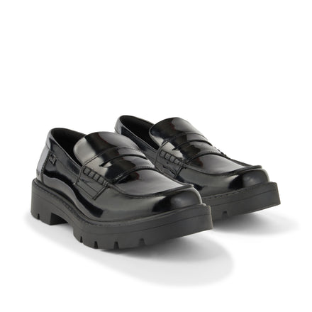 Front ¾ right of Adult Womens Kori Loafer Leather Black