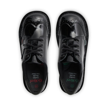 Detail view (Top view mapped) of Youth Womens Kick Lo Brogue Patent Leather Black