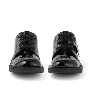 Front view of Junior Girls Kick Lo Brogue Patent Leather Black