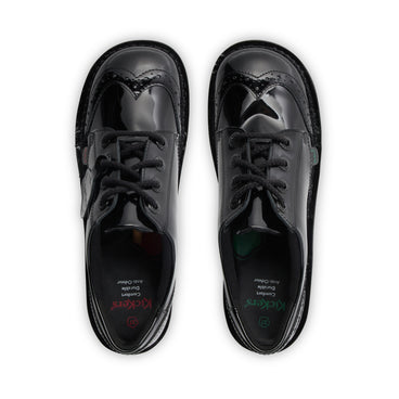 Detail view (Top view mapped) of Junior Girls Kick Lo Brogue Patent Leather Black