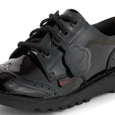 Detail view (close-up) of Junior Girls Kick Lo Brogue Patent Leather Black