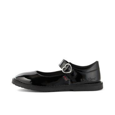 Left side view of Junior Girls Adlar Heart Mj Patent Leather Black