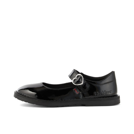 Left side view of Junior Girls Adlar Heart Mj Patent Leather Black
