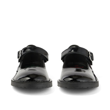 Front view of Junior Girls Adlar Heart Mj Patent Leather Black