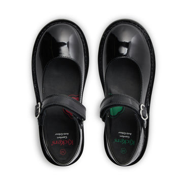 Detail view (Top view mapped) of Junior Girls Adlar Heart Mj Patent Leather Black