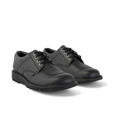 Front ¾ right of Adult Unisex Kick Lo Leather Alternative Black