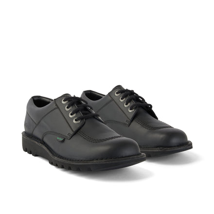 Front ¾ right of Adult Unisex Kick Lo Leather Alternative Black