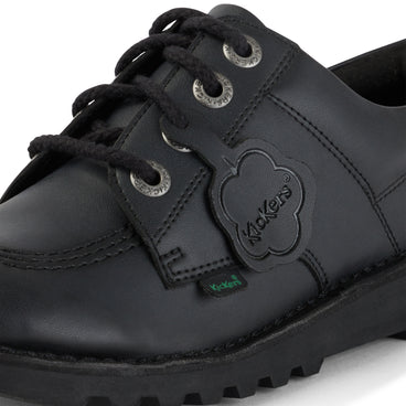 Detail view (close-up) of Youth Unisex Kick Lo Leather Alternative Black