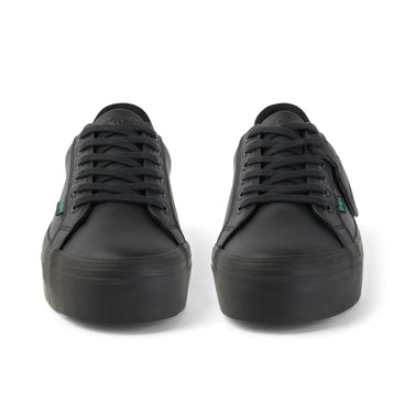 Front view of Youth Womens Tovni Stack Leather Alternative Black