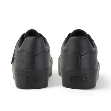 Back view of Youth Womens Tovni Stack Leather Alternative Black