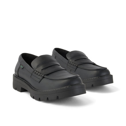 Front ¾ right of Adult Womens Kori Loafer Leather Alternative Black