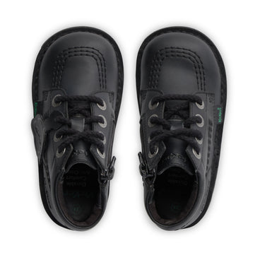 Detail view (Top view mapped) of Infant Unisex Kick Hi Zip Leather Alternative Black