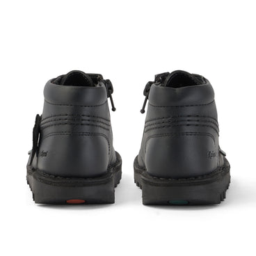 Back view of Infant Unisex Kick Hi Zip Leather Alternative Black