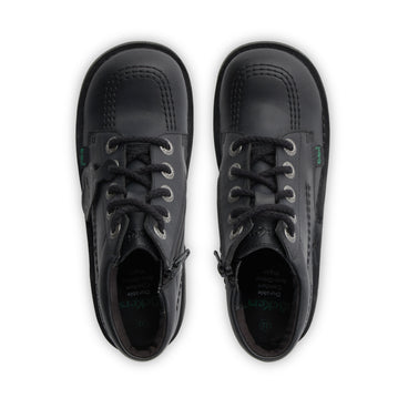 Detail view (Top view mapped) of Junior Unisex Kick Hi Zip Leather Alternative Black