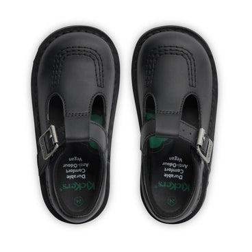 Detail view (Top view mapped) of Infant Girls Kick T Bar Leather Alternative Black