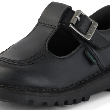 Detail view (close-up) of Infant Girls Kick T Bar Leather Alternative Black