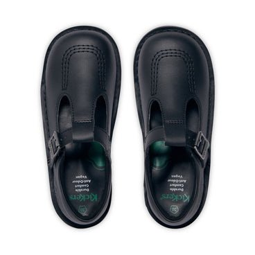 Detail view (Top view mapped) of Junior Girls Kick T Bar Leather Alternative Black