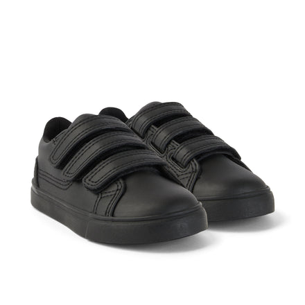 Front ¾ right of Infant Unisex Tovni Trip Leather Alternative Black