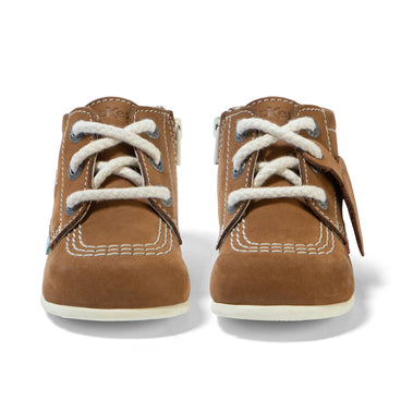 Front view of Baby Kick Hi Leather Tan