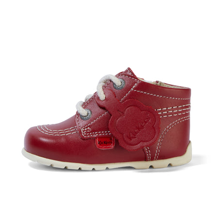 Left side view of Baby Kick Hi Leather Red