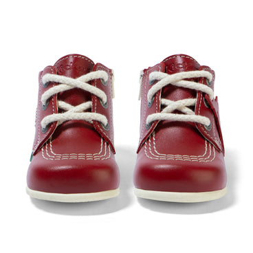 Front view of Baby Kick Hi Leather Red