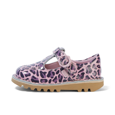 Left side view of Infant Girls Kick T Leopard Patent Leather Pink