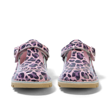 Front view of Infant Girls Kick T Leopard Patent Leather Pink